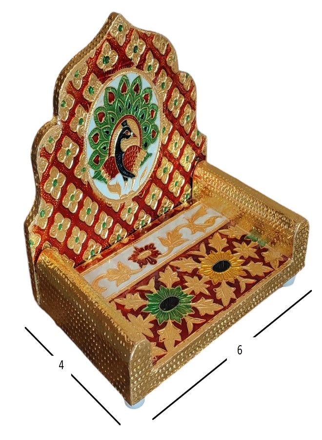 OPPILLA خشبية Meenakari Laddu Gopal سنغاسان قابلة للطي لمعبد المنزل، 15.2 سم × 10.1 سم - Image 2